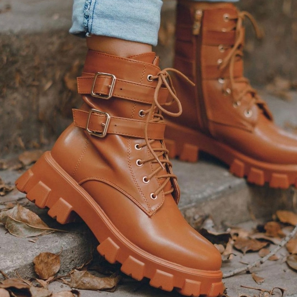 Kashia Combat boot Tan color Confort - Picture 4 of 7
